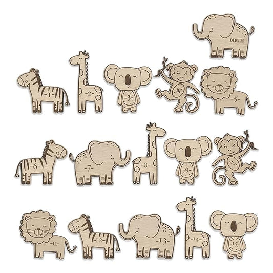 3D Wooden Growth Ruler Markers for Kids Height Measurement, Safari Shapes for Boys Nursery.