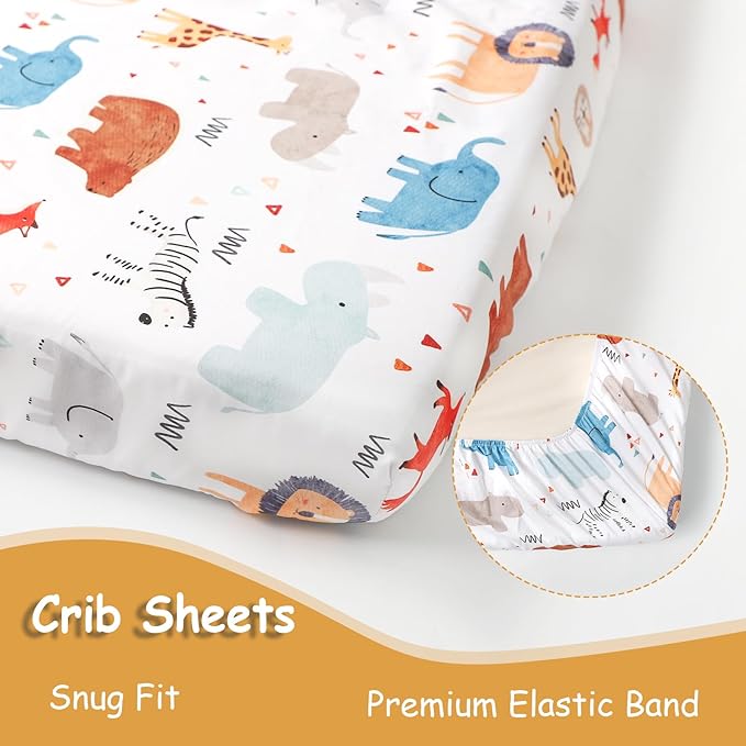 Baby Crib Bedding Set for Girls Boys, Soft Bedding Set with Comfort, Crib Skrit, Crib Sheet, Infant & Toddler Nursery Bed Set, Animal