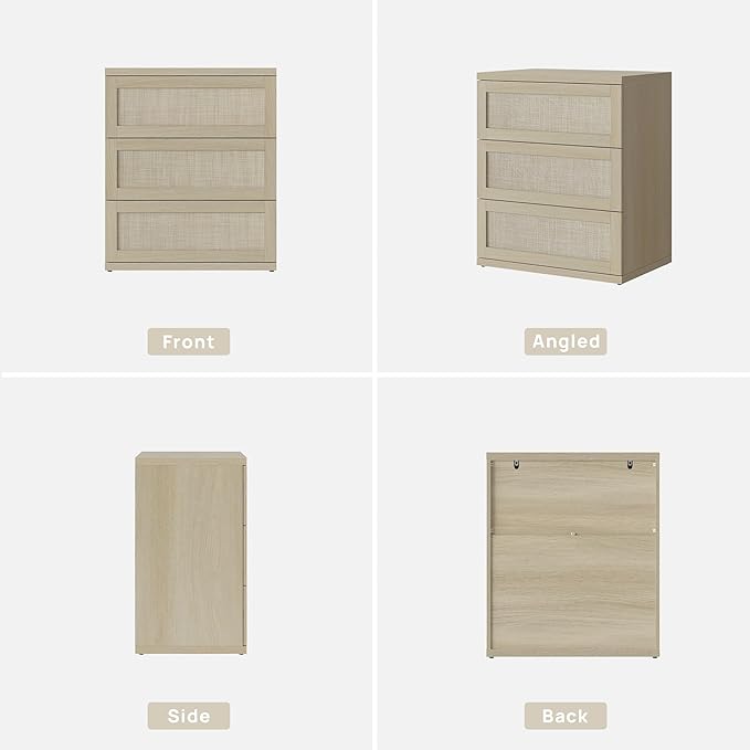 SICOTAS Dresser for Bedroom - 6 Drawer Dresser for Nursery 50" Wide Rattan Dressers & Chests of Drawers Boho Drawers for Bedroom Living Room Clothes Large Closet Storage for Closet Hallway Entryway
