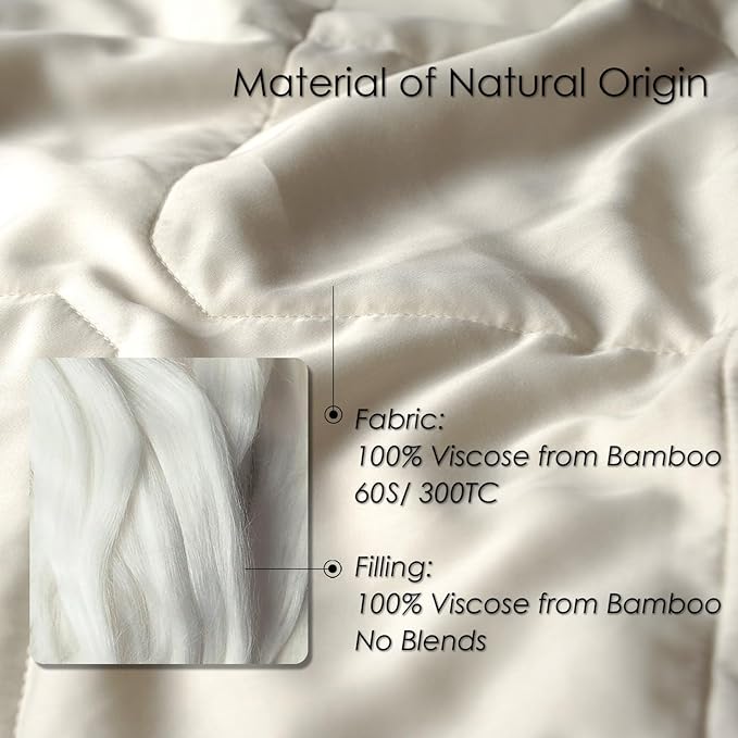 EP Mode Lightweight Quilt Blanket for Summer, Viscose from Bamboo Fabric & Filling, Natural, Breathable & Machine Washable- Ivory, King