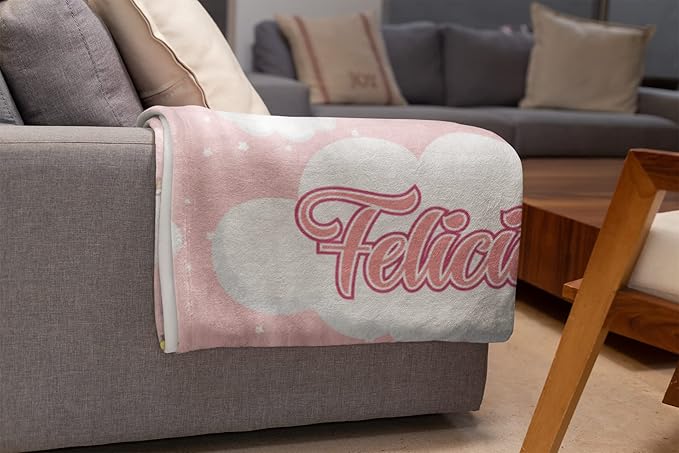 Personalized Cloud Blanket for Girls | Kids Cloud Unicorn | Custom Plush Fuzzy Rainbow for Toddler | Customized Little Girl Throw Blankets | Girl Sofa Bed Birthday| Fleece 60x80