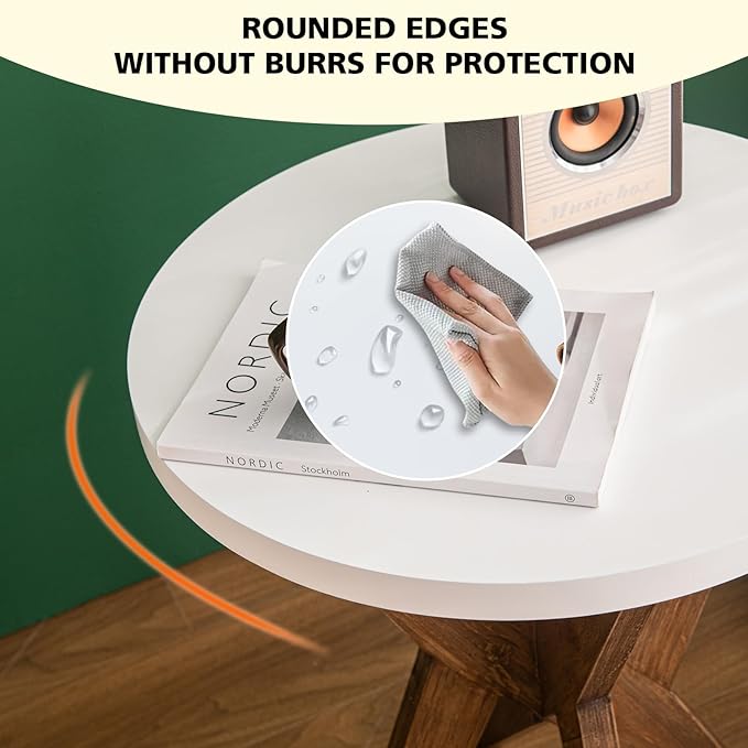 Farmhouse Round End Table Set of 2 with MDF Top and Crossed Legs, Boho Small Side Table for Living Room, Balcony, Small Spaces, Easy Assembly Bedside Table