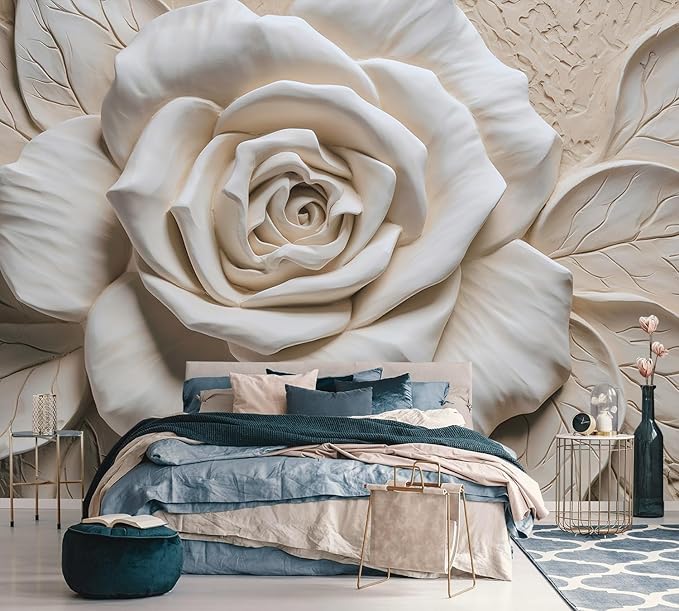 AFZEVEB-3D Rose Flower Wallpaper Large Floral Wall murals for Bedroom 159"x107"(Not Peel and Stick)