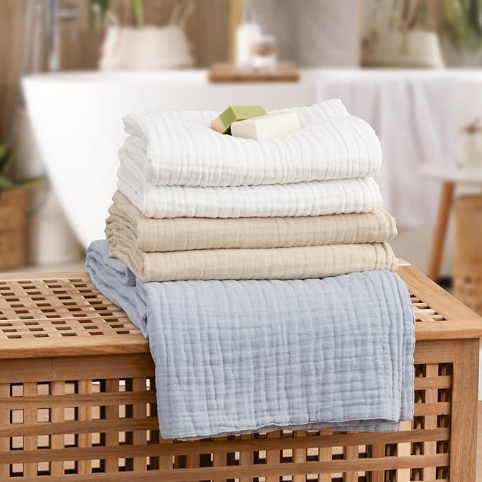 Love's cabin 6 Layer 100% Cotton Muslin Blanket, 60"x80" Twin Muslin Blanket for Couch Bed, Lightweight and Breathable Cotton Gauze for Adult, White