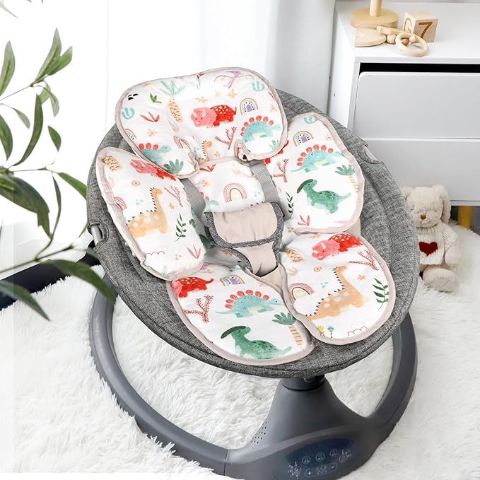 Infant Car Seat Insert, 2-in-1 Baby Car Seat Head Support for Newborn Girls Boys, Soft Baby Neck Support and Body Cushion for Car Seat, Stroller, Bouncer (Dinosaur)