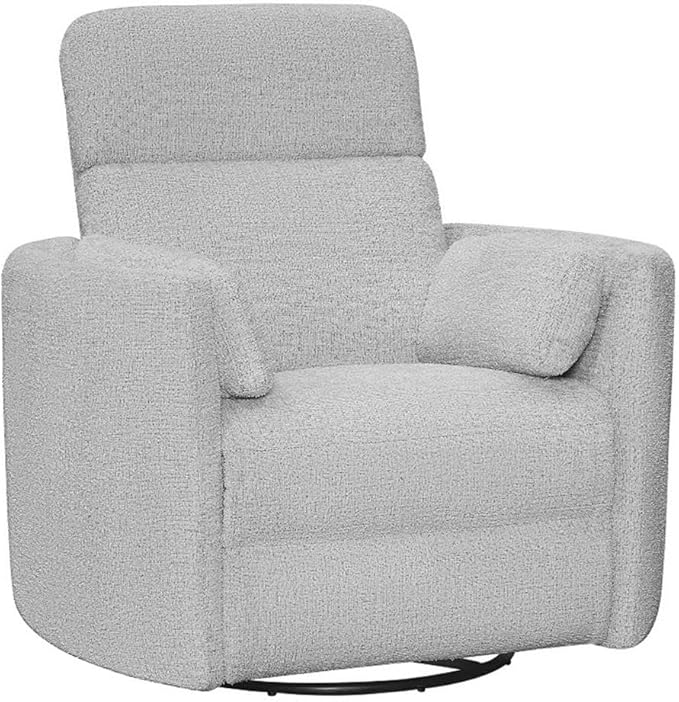 Pemberly Row Manual Glider Recliner Swivel Accent Chair in Angora Linen