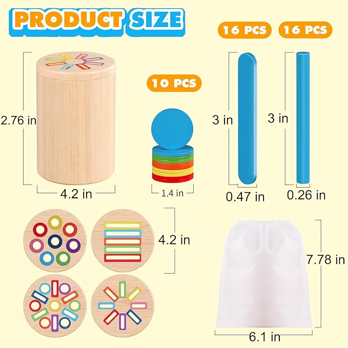 Wooden Montessori Toys for 1, 2,3 Year Old: 4 in 1 Fine Motor Skills Juguetes, Learning Color Matching Sorting Sensory - for Toddlers 15,18,24 Month