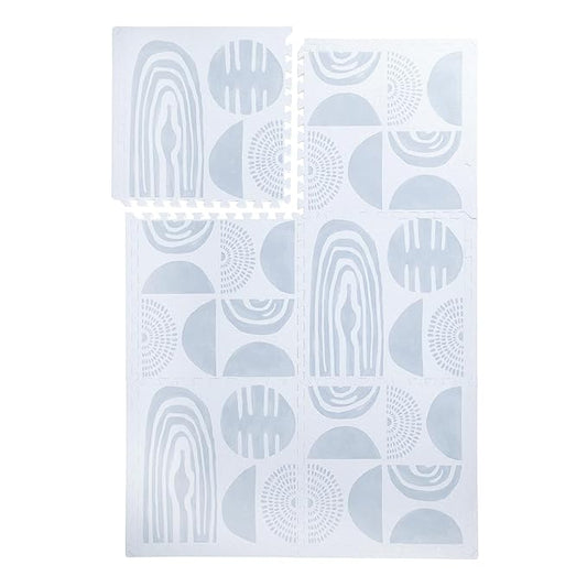 PopsyKosy Premium Baby Floor Play Mat - Thick & Cushioned 0.5 inch Playroom Foam Mat, Non-Toxic Odorless - 6 Tiles - Spacious 6x4 ft. - Stylish & Large, Waterproof for Kids & Toddlers - Foggy Gray