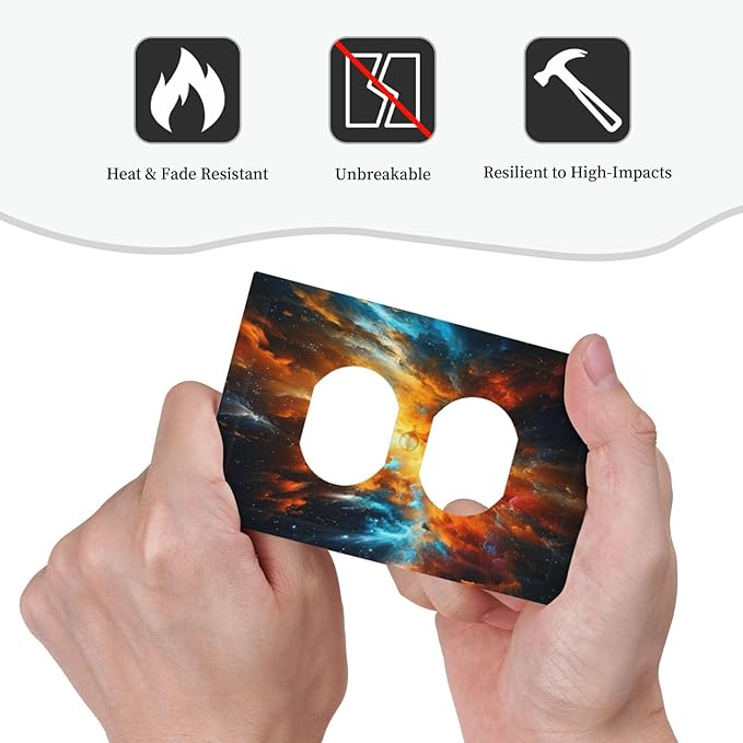 Decorative Outlet Covers Cosmic Outer Space Nebula Explosion 3 Gang Duplex Switch plate Covers Electrical Switch plate Covers Wall Plates Receptacle Covers for Bathroom Home Decor