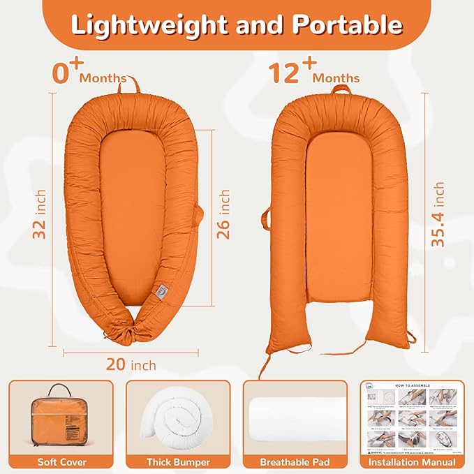 Baby Lounger, Infant Lounger for Newborn,Portable Baby Nest Cover Breathable & Soft, Newborn Essentials
