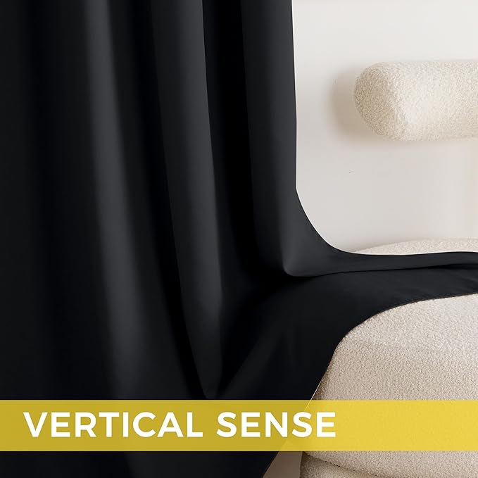 NICETOWN 100% Black Out Curtains 36 Inches Long 2 Panels for Living Room, Bedroom, Office Thermal Insulated Blackout Drapes Solid Grommet Noise Reducing Window Curtains, W40