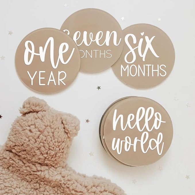 Acrylic Baby Milestone Discs for Photos - 13 PCS Clear Monthly Cards, Photo Prop, Newborn Birth Announcement Sign, Circles Marker