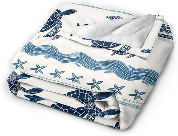 Sea Turtle Blanket Ocean Turtle Plush Fleece Throw Blanket Soft Cozy Fuzzy Warm Stuff Bedding Blankets Gifts for Boys Girls Kids Adult Men Women 50"X60"
