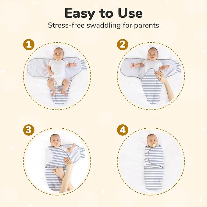 Mama Cheetah Baby Swaddle Sack 3-6 Month, Organic Cotton Swaddle Sleep Sack, Infant Swaddle Blanket Wrap for Large Babies, Baby Essentials, Easy Swaddles for Boy Girl, 4-Pack