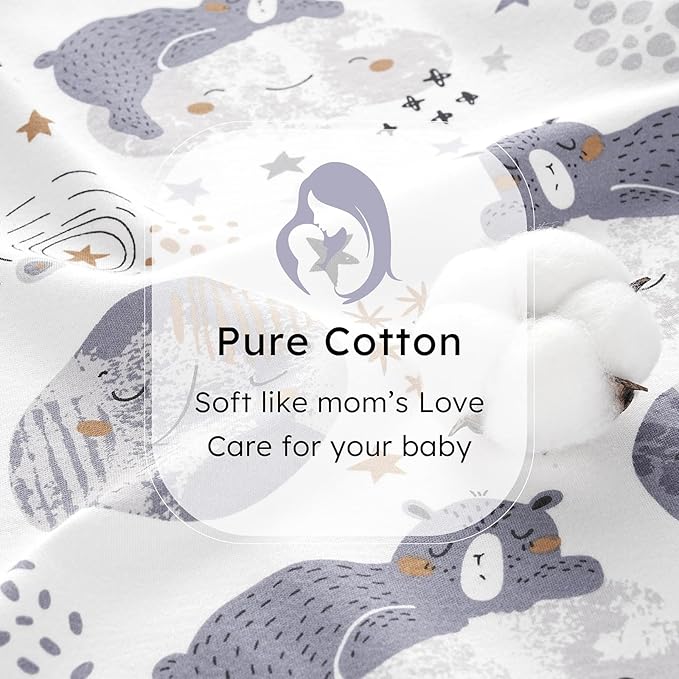 Baby Sleep Sack 0-6 months, 100% Cotton Sleeping Sack for Newborn and Infant, 3 Pack Baby Wearable Blanket for Boy and Girl, 0.5 Tog Lightweight Double Zipper Sleep Bag Grey Moon Bear