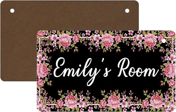 Bedroom Decor for Girls Floral Wall Sign for Teen Room Decor Personalized Room Door Sign Custom Name Kids Bedroom Door Hanger Signs Toddler Baby Nursery Wood Art Wall Plaque 12x6