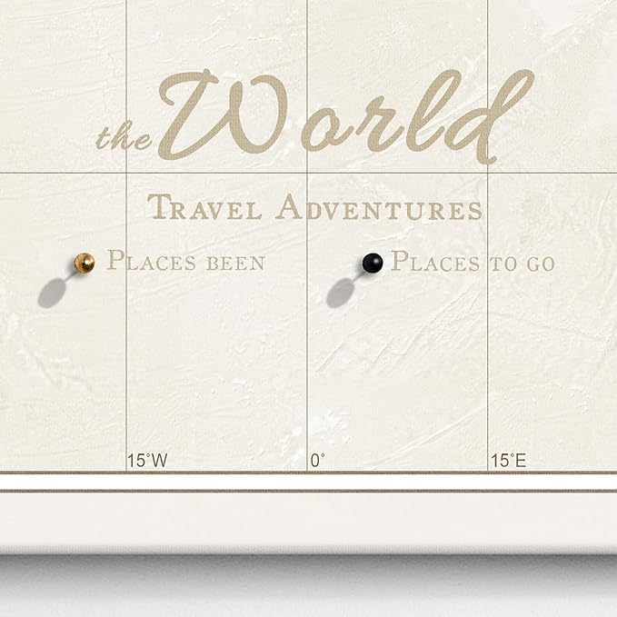 Canvas World Map with Cork Pin Board - English Lettering - Decorative Wall Decoration for All Rooms - Canvas Pictures with World Map Motif (70x50 cm, Pattern 8)