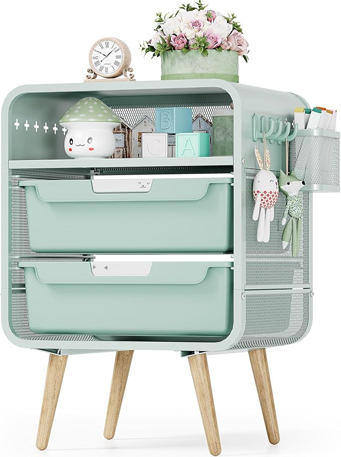 Kids Nightstand,Cute End Table with Storage Drawer,Nightstand for Girls Bedroom Furniture