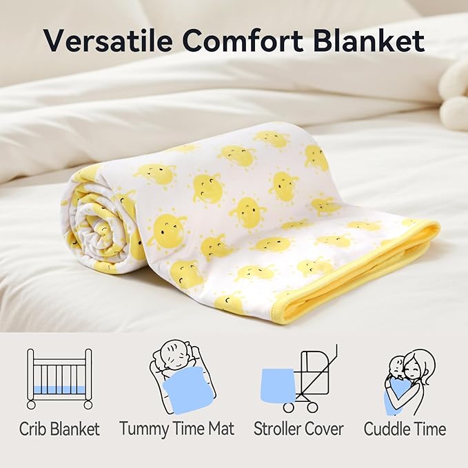 Supersoft Baby Blankets for Girls Boys, Rayon Made from Bamboo Baby Quilt - Breathable & Hypoallergenic Blanket for Bedding Crib Stroller 30"x40" (Yellow Planet)