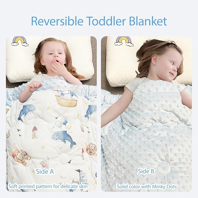 Cuite Pumpkin Baby Toddler Comforter for Crib Bed,Warm Down Alternative Infant Comforter for Mini Crib,Pack n Play,40x 40 Small Quilt for Boys and Girls,Thick Baby Quilted Blanket for Daycare (Blue