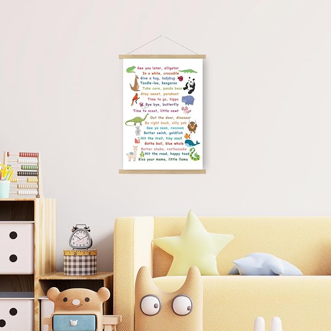 Qswo See You Later Alligator Wall Decor,Funny Alligator Canvas Wall Art Poster Hanger Frame for Kids Nursery Playroom Classroom