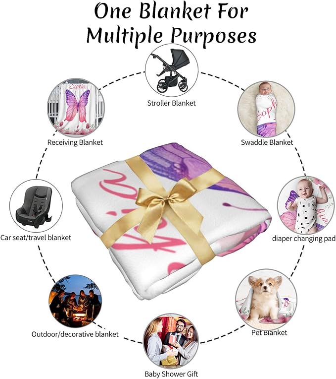 Personalized Baby Blanket- Custom Baby Blanket for Girls Soft Flanne Blankets in Easter Personalized Baby Gifts for Christmas Birthday Baby Shower Infant Newborn Shower (Red)