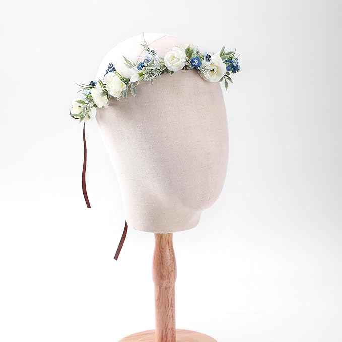 Women's White Rose Headpiece - Small Rose Starry Headband Traditional Round Headband Wedding Shooting Props Birthday Party Dance Party Decoration Renaissance Festival Crown