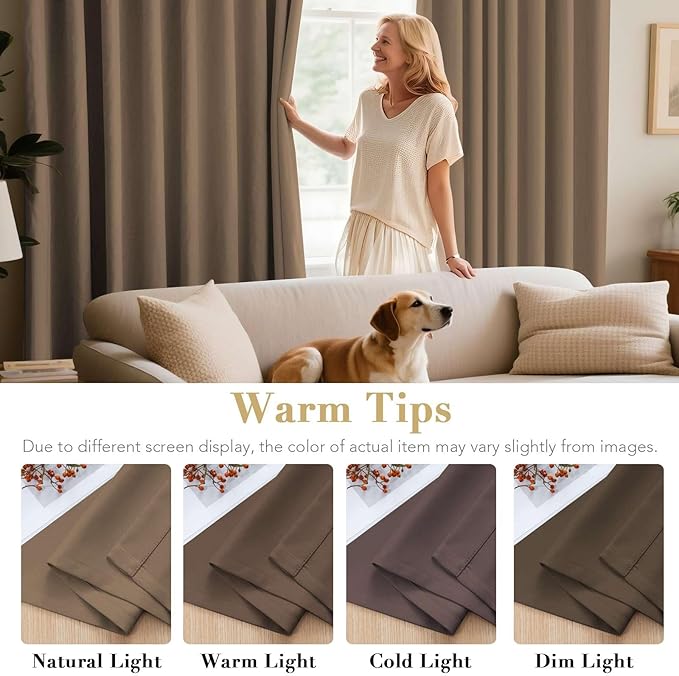 H.VERSAILTEX Blackout Curtains for Bedroom Thermal Insulated Room Darkening Living Room Curtains 63 Inch Long Grommet Privacy Protection Window Curtain Panels/Drapes for Nursery, 2 Panels, Macchiato