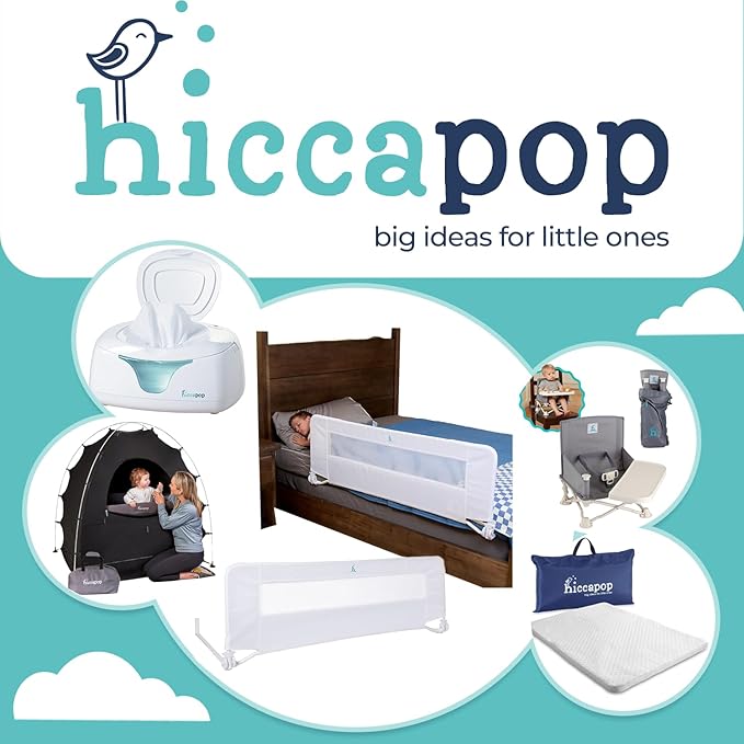 hiccapop 44" x 19" Bed Rail for Toddlers, Heavy-Duty Safety Bed Rail for Twin, Full, Queen Beds, Soft Mesh Cover & Swing-Down Design, Easy No-Tool Installation (White)