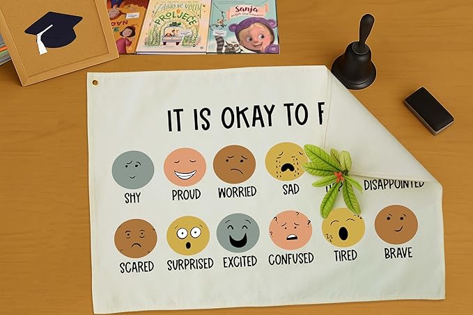 Classroom Wall Decor-Teacher Gift-Nursery Decor-Rectangular Banner Flag Wall Decor for Reading Room-Positive Growth Mindset Mental Health Quotes for Baby Kids Girl Boy-It is Okay to Feel-28.5"L×20"W
