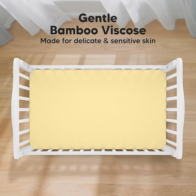 KeaBabies 2-Pack Baby Crib Sheets for Boys, Girls - 52x28 Viscose Derived from Bamboo Toddler Bed Sheets Neutral, Fitted Crib Mattress Cover for Standard Baby Bedding, Soft & Cozy (Sunshine)