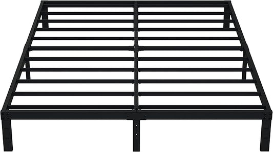 EMODA Queen Bed Frame No Box Spring Needed 10 Inch Heavy Duty Metal Platform BedFrame Queen Size with Steel Slats, Easy Assembly, Black