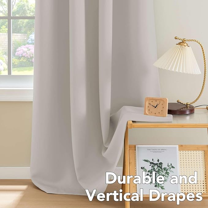 H.VERSAILTEX Premium Blackout Thermal Insulated Room Darkening Curtains for Bedroom/Living Room - Classic Grommet Top (2 Panels, Stone, 52 Inch by 84 Inch)