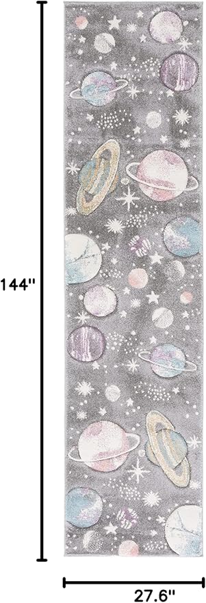 SAFAVIEH Carousel Kids Collection Runner Rug - 2'3" x 12', Grey & Lavender, Non-Shedding & Easy Care, Ideal for High Traffic Areas for Boys & Girls in Playroom, Nursery, Bedroom (CRK103F)