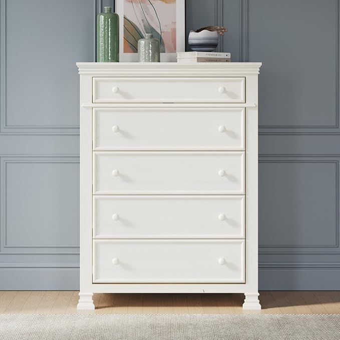 Child Craft Westgate Crib, Double Dresser, and Chest 3-Piece, Includes 4-in-1 Convertible Crib, Dresser, and Chest (Vintage Linen)