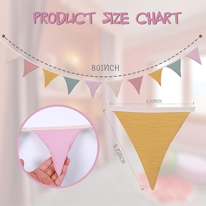 Pennant Banner Flags,Infant and toddler room decoration pennant,for Nursery Decor Baby Birthday Boho Wedding Shower Party Event (Color Purple Banner)