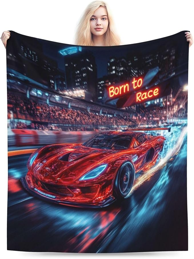 Car Blanket Cars Decor Throw Blanket Super Soft Flannel Lightweight Fluffy Plush Cozy Fuzzy Fleece Racing Lover Gifts Blanket for Kids Boys Adults Man for Bed Sofa 50"X60"
