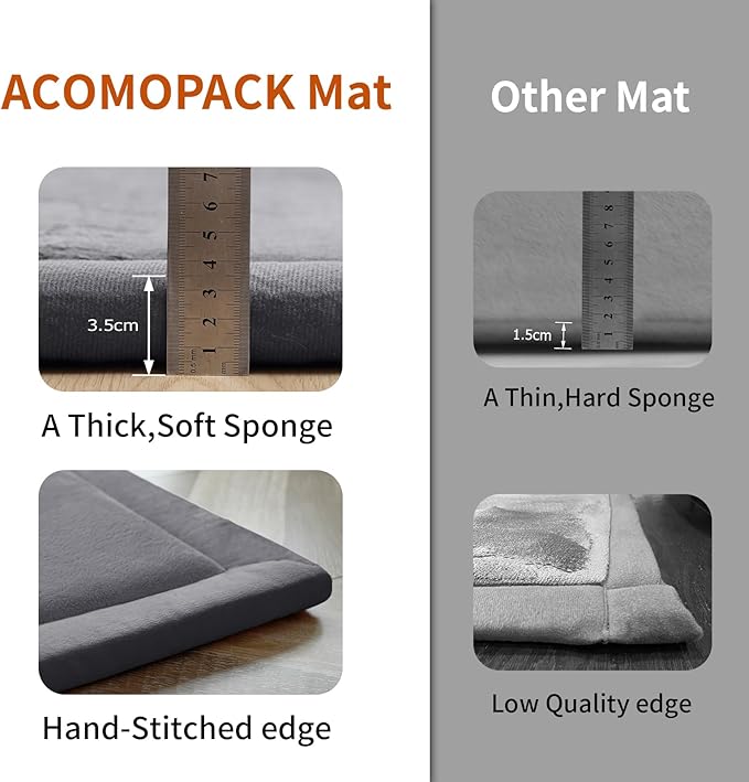 ACOMOPACK Baby Play Mat for Floor,1.3" Thick Memory Foam Area Rug for Living Room,Soft Velvet Crawling with Non-Slip Bottom for Kid,Toddler,79"×157" Tummy Time Nursery Rugs,Yoga（Dark Grey）