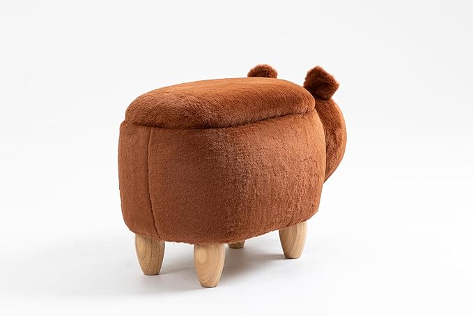 Home 2 Office Bear Ottoman for Kids' Bedroom, Playroom, Nursery, and Living Room, Animal Ottoman with Storage, Footstool for Kids, Brown