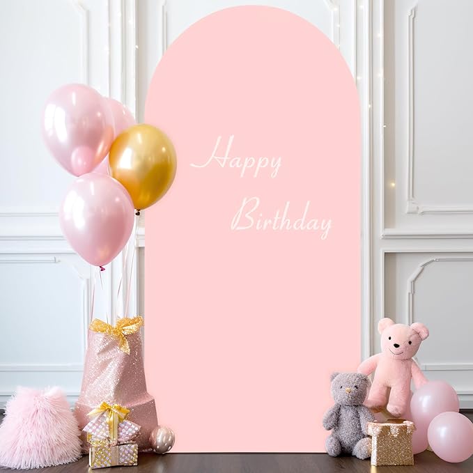Dusty Rose Arch Backdrop Cover, 6.6FT Polyester Fitted Wedding Arch Stand Covers Round Top Chiara Stretchy Arch Backdrop Cover for Wedding Ceremony Birthday Party Baby Shower Banquet Decoration