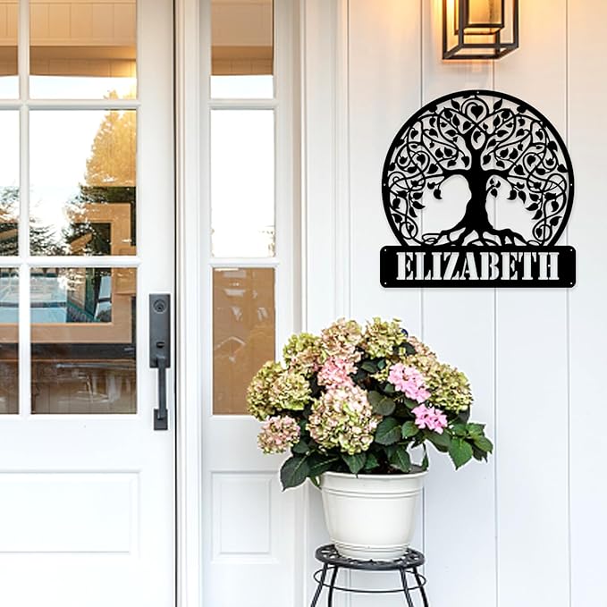 Custom Signs Outdoor Metal, Personalized Tree of Life Metal Wall Art, Personalized Family Name Sign, Monogram Decor for Home, Personalized Christmas/Wedding/New Home Gift