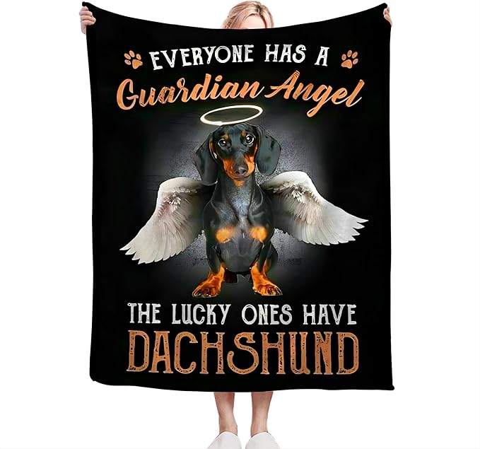 Dachshund Throw Blanket - Cute Dog Gifts and Decor for Girls, Women, Kids, Adults - Soft Warm Cozy Fleece for Couch, Sofa, Bed - 80"x60"