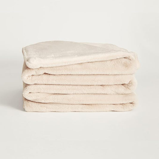 UnHide Lil’ Marsh - Faux Fur Blanket - Durable, Lightweight, Extra Soft Blanket - Machine Washable - Add a Layer of Softness to Any Bed, Couch, or Reading Chair - Beige Bear, Medium (60” x 80”)