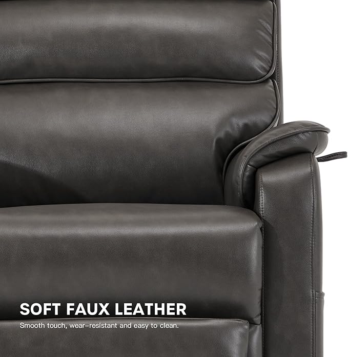 DYNOX 400 LBS Big Tall Man Large-Wide Power Dual Motor Lift Recliners Chairs for Elderly, Lay Flat Lift Chair with Infinite Positions, Heat & Massage, Extended Footrest (9298L,Faux Leather,Grey)
