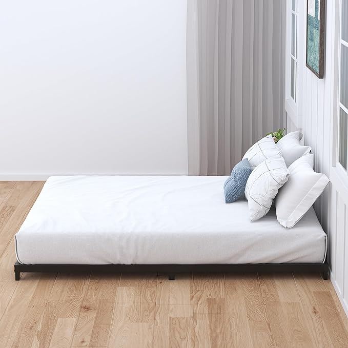 3 Inch Bed Frame Full Low Profile, Full Size Metal Bed Frame No Box Spring Needed, Heavy Duty Metal, Easy Assembly, Black