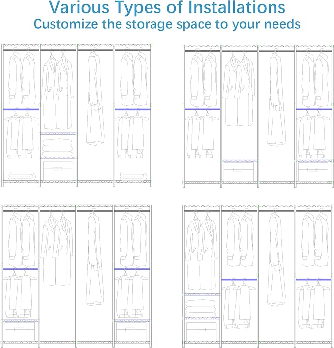 VIPEK V40C Plus Large Covered Clothes Rack for Hanging Clothes, Heavy Duty Clothing Rack Portable Wardrobe Closet White Metal Closet Rack with Black Oxford Fabric Cover, Max Load 1300lbs