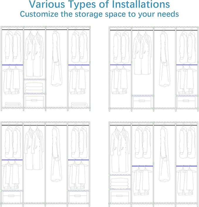 VIPEK V40C Plus Large Covered Clothes Rack for Hanging Clothes, Heavy Duty Portable Wardrobe Closet, Black Metal with Oxford Fabric Cover, Max Load 1300lbs