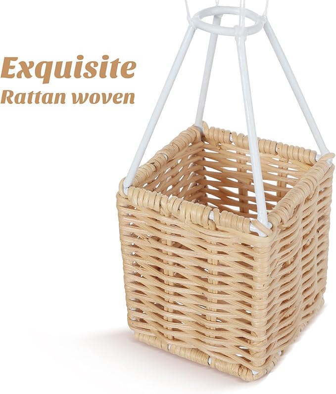 Cabilock 1pc Woven Rattan Hot Air Balloon Decor, 22. 44 Inch Wall Hanging Hot Air Balloon for Kids Room Nursery Ornament, Art Photography Prop Backdrop Pendant Decoration