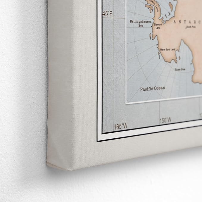 Canvas World Map with Cork Pin Board - English Lettering - Decorative Wall Decoration for All Rooms - Canvas Pictures with World Map Motif (90x60 cm, Pattern 14)
