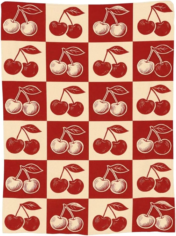Cherry Fleece Blanket Cherry Throw Blanket Soft Cozy Fuzzy Plush Warm Stuff Bedding Blankets Gifts for Boys Girls Kids Adult Men Women 50"X60"